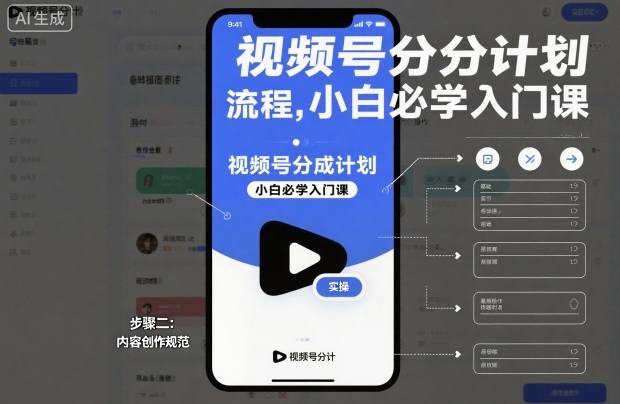视频号分成计划实操流程，小白必学入门课-新时光资源网