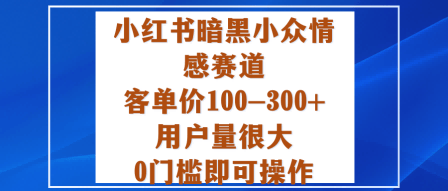 小红书暗黑小众情感赛道，客单价100-300+用户量很大，0门槛即可操作-新时光资源网