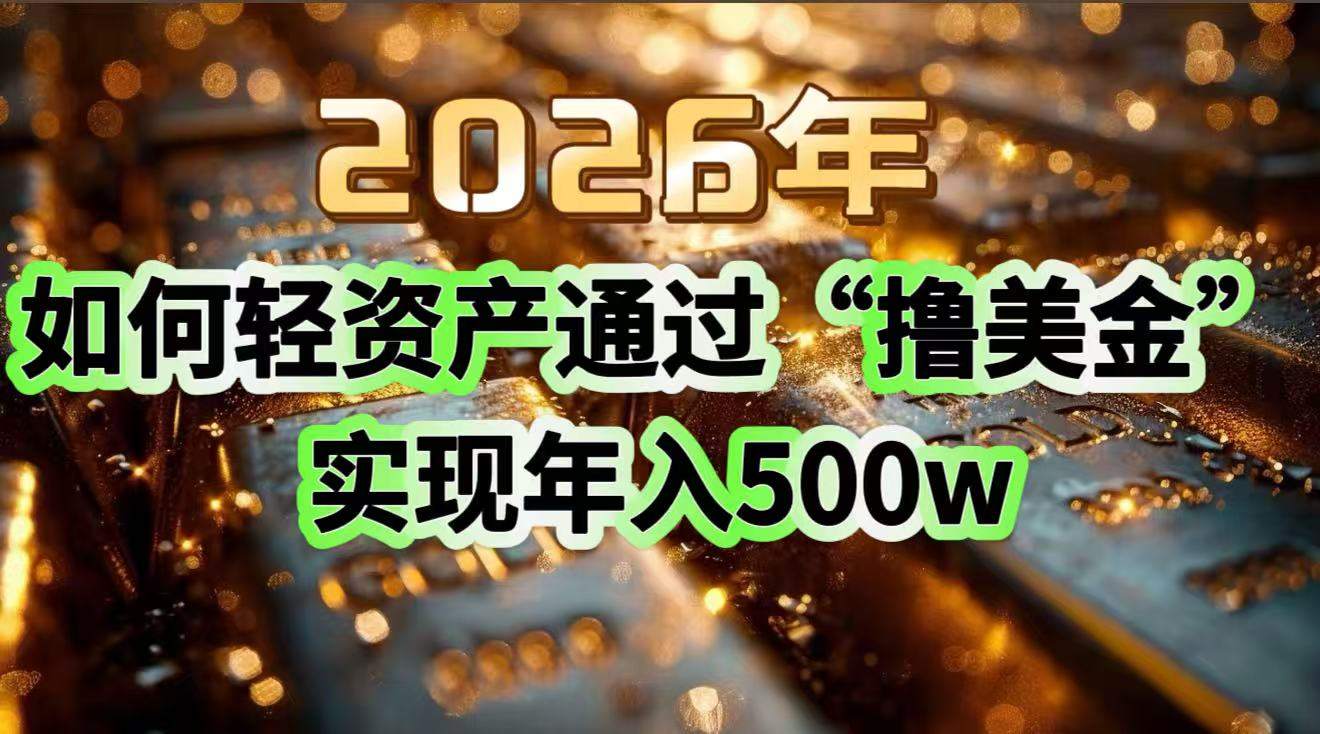 2026年如何轻资产通过“撸美金”实现年入500w-新时光资源网