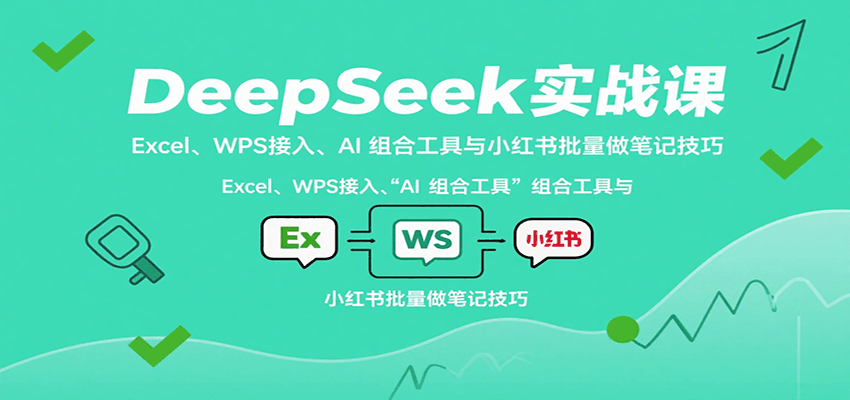 DeepSeek实战课：Excel、WPS接入、AI 组合工具与小红书批量做笔记技巧-新时光资源网