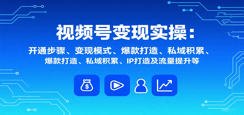 视频号变现实操，含开通步骤、变现模式、爆款打造、私域积累、IP打造及流量提升等-新时光资源网
