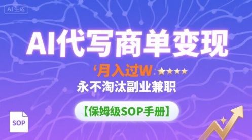 AI代写商单变现，月入过W，永不淘汰副业兼职【保姆级SOP手册】-新时光资源网