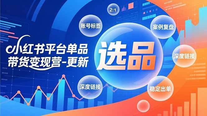 小红书平台单品带货变现营-更新，极致选品、账号标签、案例复盘，深度链接，快速启动稳定出单-新时光资源网