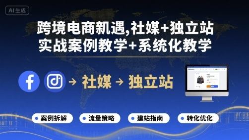 跨境电商新机遇，社媒+独立站，实战案例教学+系统化教学-新时光资源网