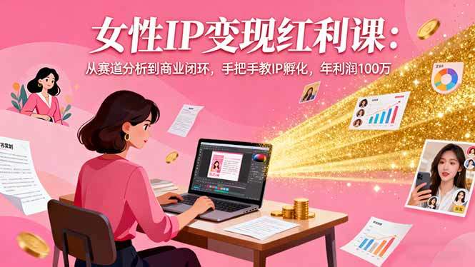 女性IP变现红利课：从赛道分析到商业闭环，手把手教IP孵化，年利润100万-新时光资源网
