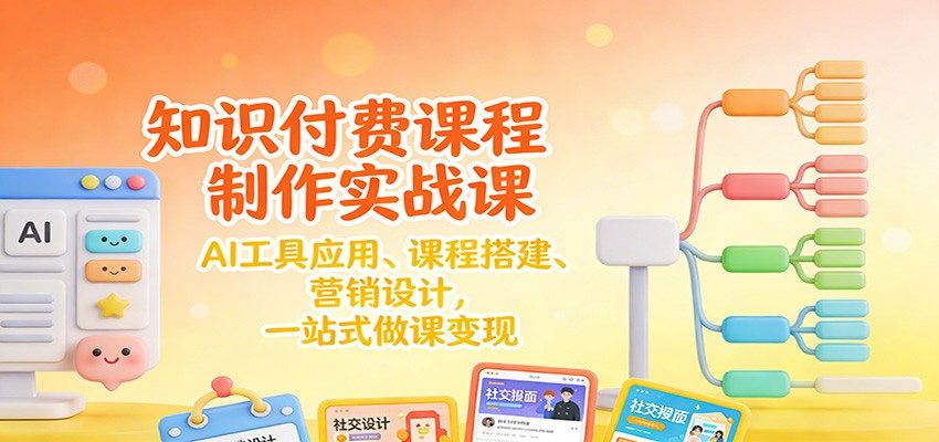 知识付费课程制作实战课：AI工具应用 、课程搭建、营销设计，一站式做课变现-新时光资源网