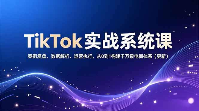 TikTok实战系统课，案例复盘、数据解析、运营执行，从0到1构建千万级电商体系(更新-新时光资源网