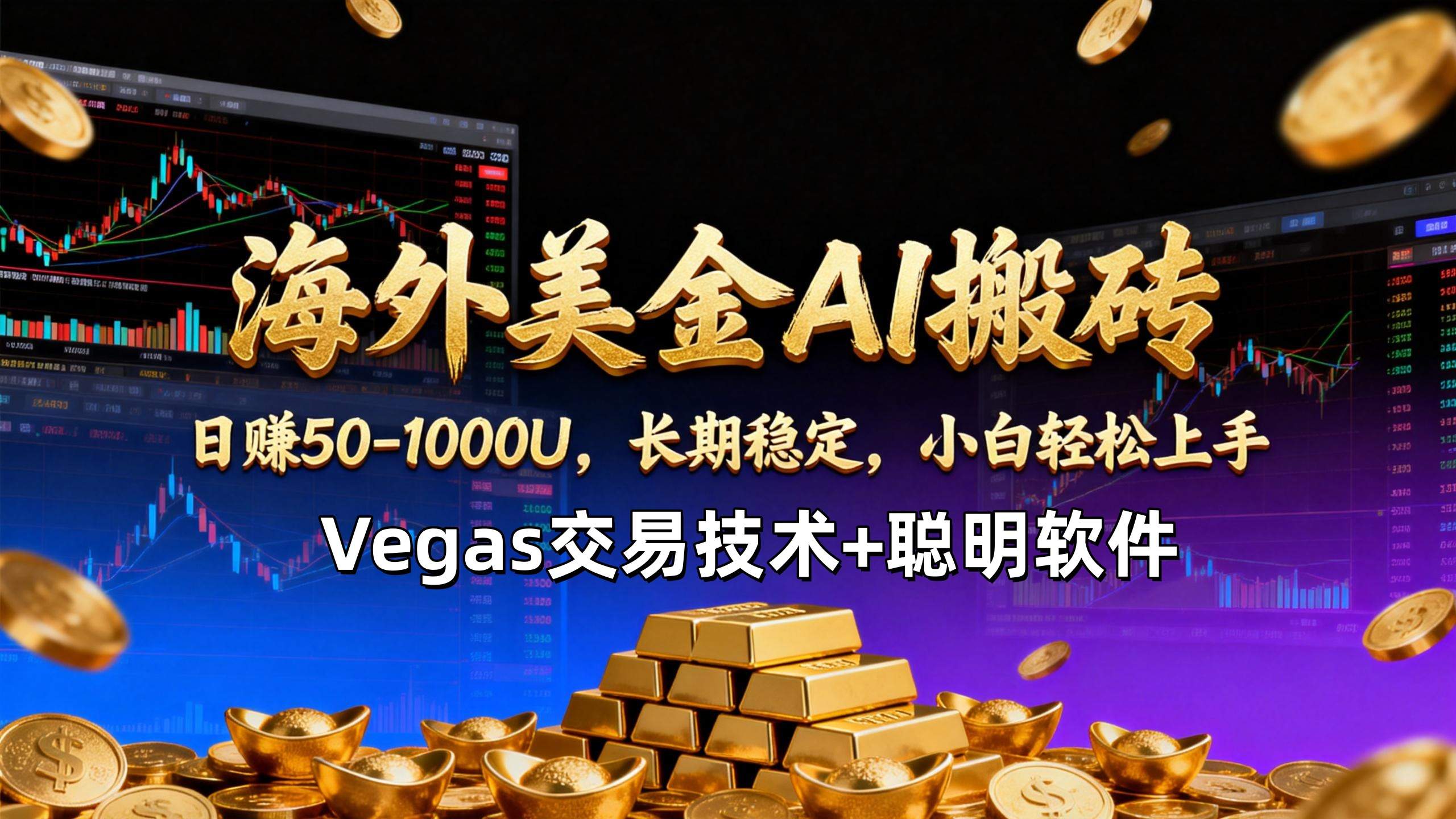 【海外美金AI搬砖】Vegas交易技术+聪明软件，日赚50-1000U，长期稳定，小白轻松上手。-新时光资源网