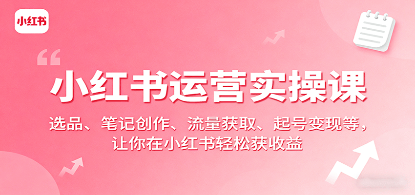 小红书运营实操课：选品、笔记创作、流量获取、起号变现等，让你在小红书轻松获收益-新时光资源网