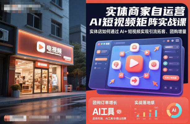 实体商家自运营AI短视频矩阵实战课，实体店如何通过AI+短视频实现引流拓客、团购增量-新时光资源网