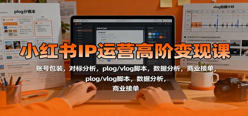 小红书IP运营高阶变现课:账号包装,对标分析,plog/vlog脚本,数据分析,商业接单-新时光资源网