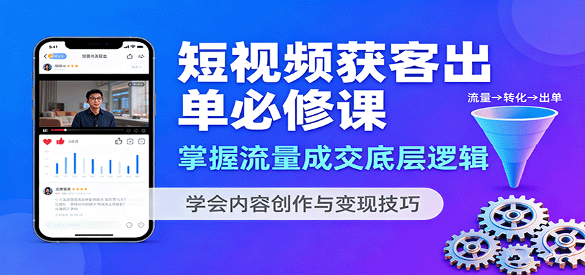 短视频获客出单必修课：掌握流量成交底层逻辑，学会内容创作与变现技巧-新时光资源网