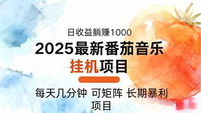 2025年最新番茄音乐人挂机项目，每天几分钟，月入1000＋，可矩阵，一台…-新时光资源网