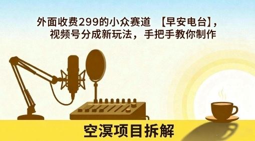 外面收费299的小众赛道【早安电台】，视频号分成新玩法，手把手教你制作-新时光资源网
