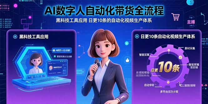 AI数字人自动化带货全流程：黑科技工具应用 日更10条的自动化视频生产体系-新时光资源网