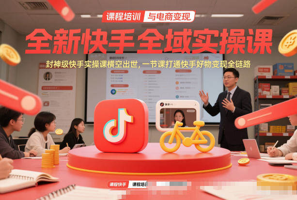 全新快手全域实操课，封神级快手实操课横空出世，一节课打通快手好物变现全链路-新时光资源网