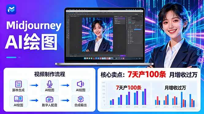 AI绘图照片开口说话视频制作：Midjourney+数字人，7天产100条月增收过万-新时光资源网