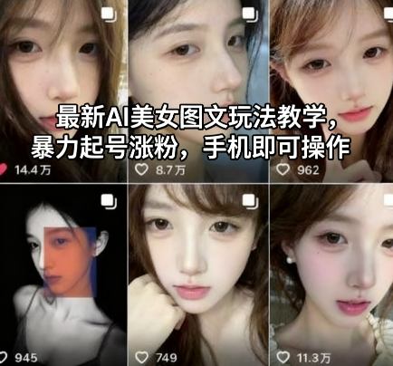 最新AI美女图文玩法教学,暴力起号涨粉,手机即可操作-新时光资源网
