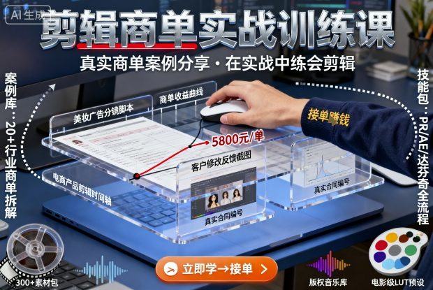 剪辑商单实战训练课，真实商单案例分享，在实战中练会剪辑-新时光资源网