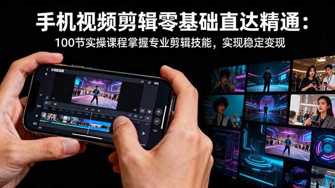 手机视频剪辑零基础直达精通：100节实操课程掌握专业剪辑技能，实现稳…-新时光资源网