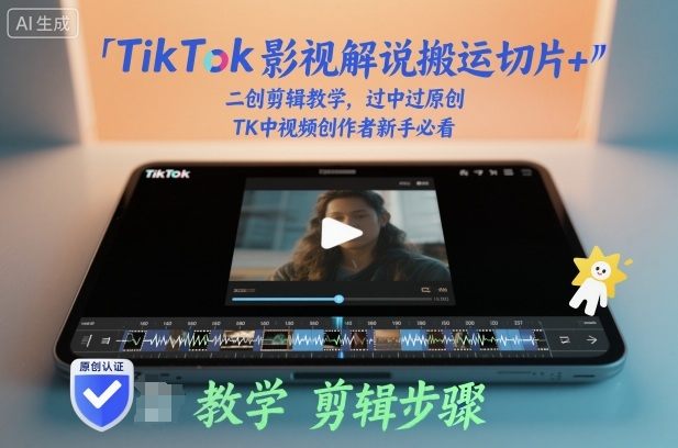 TikTok影视解说搬运切片+二创剪辑教学,过中过原创,TK中视频创作者新手必看-新时光资源网