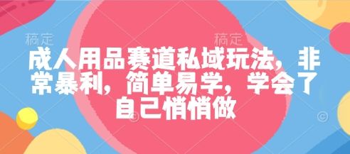 成人用品赛道私域玩法，非常暴利，简单易学，学会了自己悄悄做-新时光资源网
