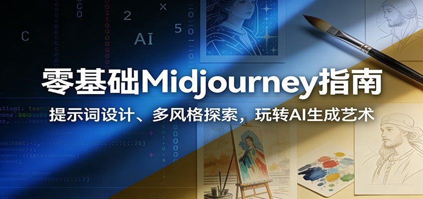 零基础Midjourney指南：提示词设计、多风格探索，玩转AI生成艺术-新时光资源网