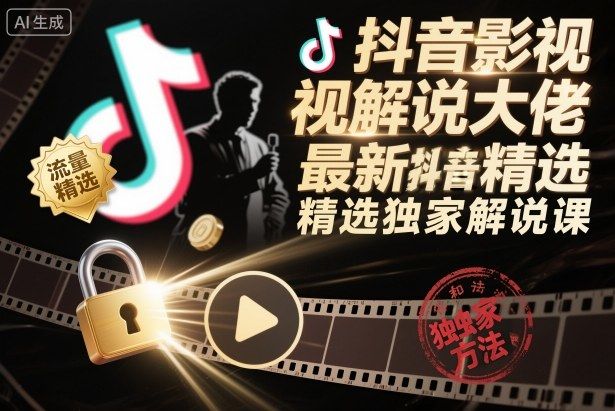 抖音影视解说大佬最新抖音进精选和独家方法,精选独家解说课-新时光资源网