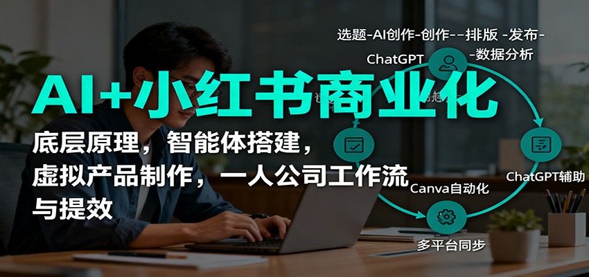 AI+小红书商业化,底层原理,智能体搭建,虚拟产品制作,一人公司工作流与提效-新时光资源网