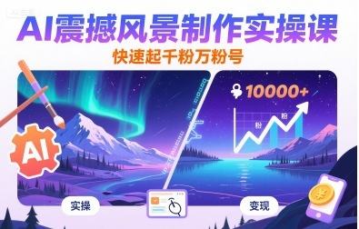 AI震撼风景制作实操课，快速起千粉万粉号-新时光资源网