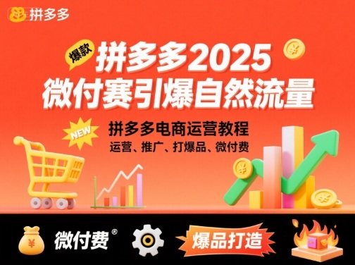 拼多多2025微付赛引爆自然流量，拼多多电商运营教程，运营、推广、打爆品、微付费-新时光资源网
