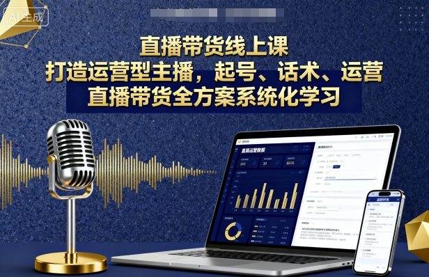 直播带货线上课，打造运营型主播，起号、话术、运营，直播带货全方案系统化学习-新时光资源网