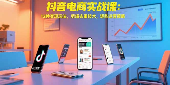 抖音电商实战课：12种变现玩法，剪辑去重技术，矩阵运营策略-新时光资源网
