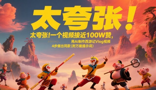 太夸张！一个视频接近100W赞，用AI制作西游记Vlog视频，全流程拆解来了(附万能提示词)-新时光资源网