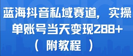 蓝海抖音私域赛道，实操单账号当天变现288+(附教程)-新时光资源网