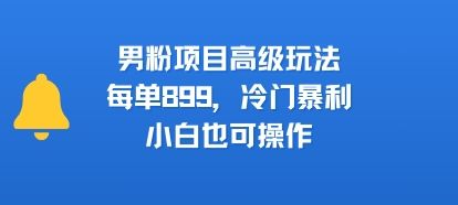 男粉项目高级玩法，每单899，冷门暴利，小白也可操作-新时光资源网