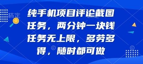 纯手机项目评论截图任务，两分钟一块钱 任务无上限多劳多得，随时随地都能做【揭秘】-新时光资源网
