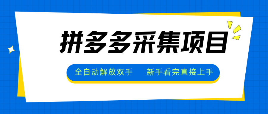 拼多多采集项目，全自动解放双手，单号日入30+-新时光资源网
