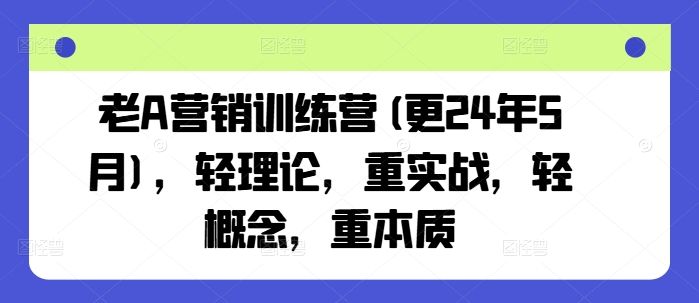 老A营销训练营(更25年7月)，轻理论，重实战，轻概念，重本质-新时光资源网