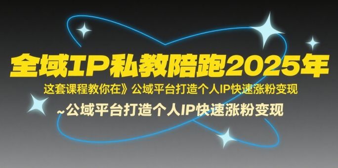 全域IP私教陪跑2025年，这套课程教你在​公域平台打造个人IP快速涨粉变现-新时光资源网