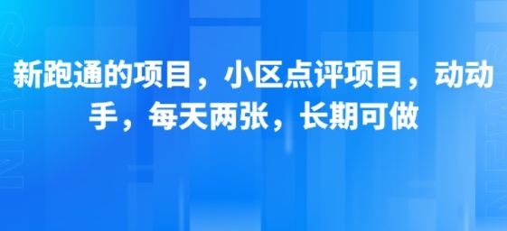 新跑通的项目，小区点评项目，动动手，每天两张，长期可做-新时光资源网