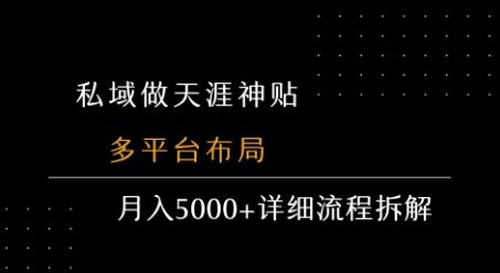 私域做天涯神贴 多平台布局 月入5k+详细流程拆解-新时光资源网