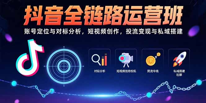 抖音全链路运营班：账号定位与对标分析，短视频创作，投流变现与私域搭建-新时光资源网