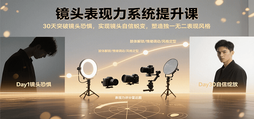 镜头表现力系统提升课，30天突破镜头恐惧实现自信蜕变，塑造独一无二表现风格-新时光资源网