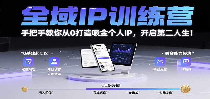 全域IP训练营，手把手教你从0打造吸金个人IP，开启第二人生！-新时光资源网