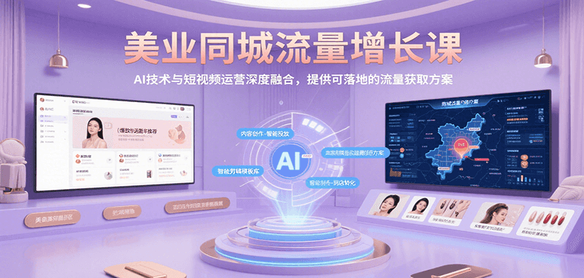 美业同城流量增长课，AI技术与短视频运营深度融合，提供可落地的流量获取方案-新时光资源网