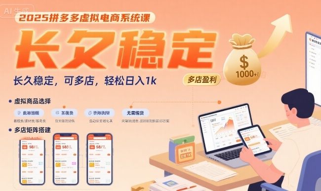 2025拼多多虚拟电商系统课，长久稳定，可多店，轻松日入1k-新时光资源网