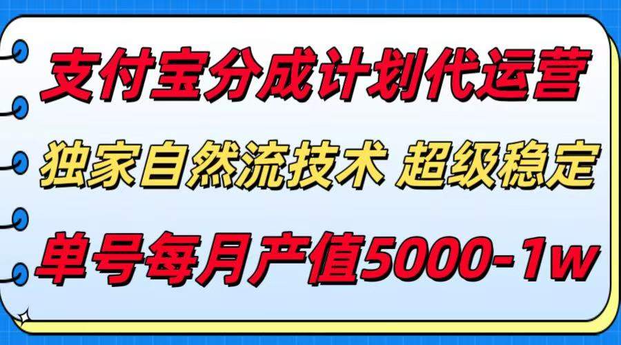 支付宝分成计划代运营，独家自然流技术，收益稳定，单号月产5000＋-新时光资源网