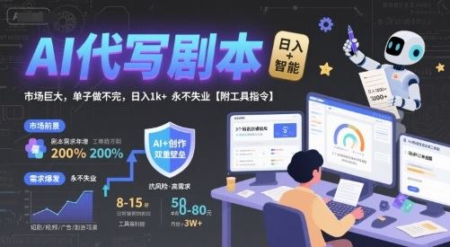 AI代写剧本，市场巨大，单子做不完，日入1k+ 永不失业【附工具指令】-新时光资源网