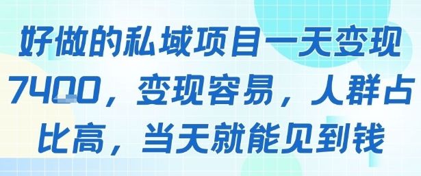 好做的私域项目一天变现1k+，变现容易，人群占比高，当天就能见到钱-新时光资源网